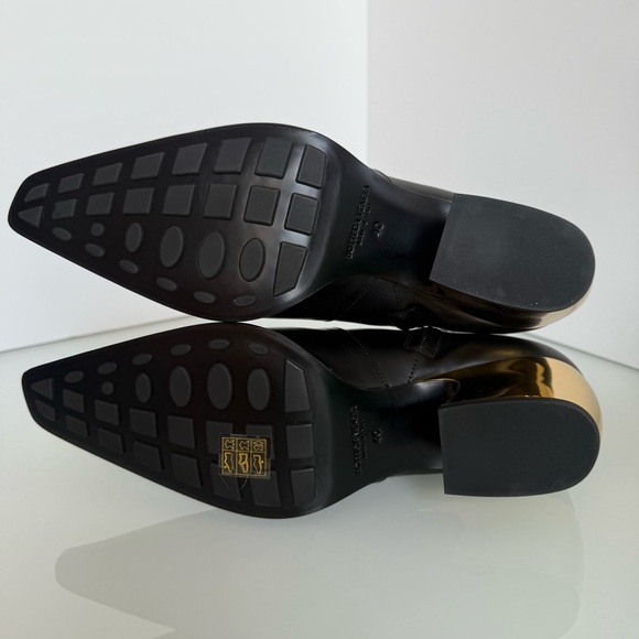 Bottega Veneta Tex Ankle Boot Tokyo Brush Calf Chromed Heel Black and Gold - Picture 5 of 7